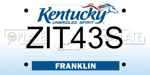 ZIT43S Kentucky License Plate