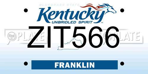 ZIT566 Kentucky License Plate