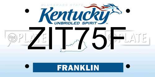ZIT75F Kentucky License Plate