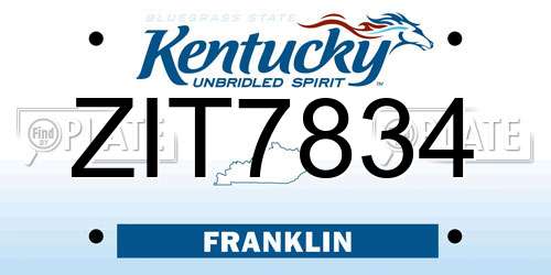ZIT7834 Kentucky License Plate