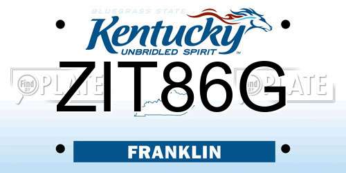 ZIT86G Kentucky License Plate