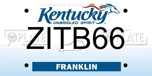 ZITB66 Kentucky License Plate
