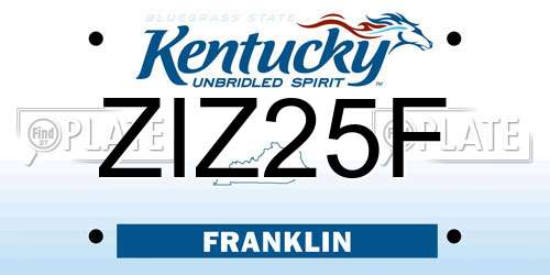 ZIZ25F Kentucky License Plate