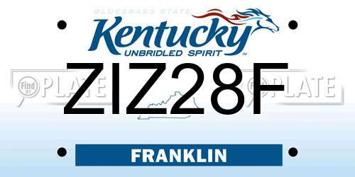 ZIZ28F Kentucky License Plate