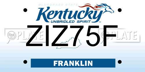 ZIZ75F Kentucky License Plate