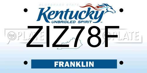 ZIZ78F Kentucky License Plate