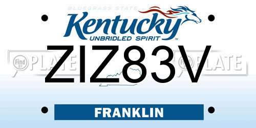 ZIZ83V Kentucky License Plate