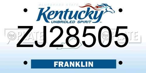 ZJ28505 Kentucky License Plate