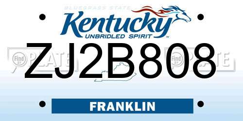ZJ2B808 Kentucky License Plate