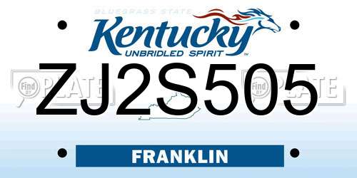 ZJ2S505 Kentucky License Plate