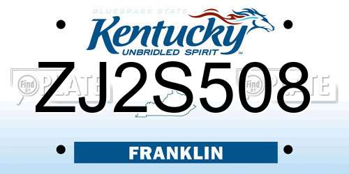 ZJ2S508 Kentucky License Plate