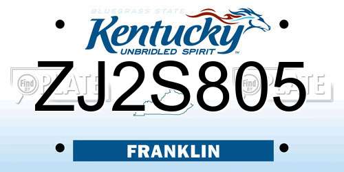 ZJ2S805 Kentucky License Plate
