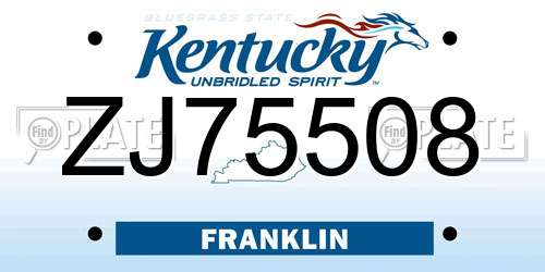 ZJ75508 Kentucky License Plate