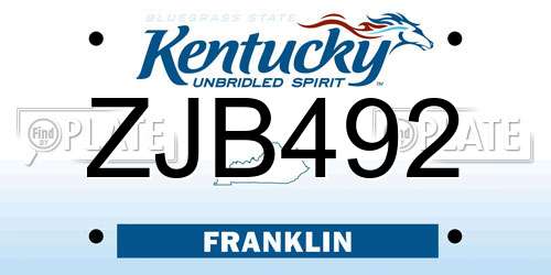 ZJB492 Kentucky License Plate