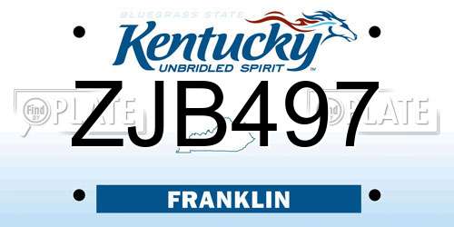 ZJB497 Kentucky License Plate