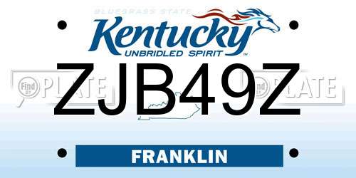 ZJB49Z Kentucky License Plate