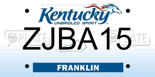 ZJBA15 Kentucky License Plate