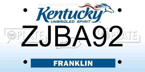 ZJBA92 Kentucky License Plate
