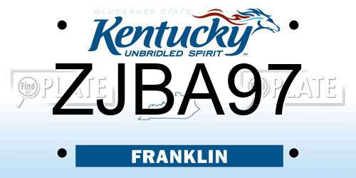 ZJBA97 Kentucky License Plate