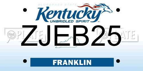 ZJEB25 Kentucky License Plate