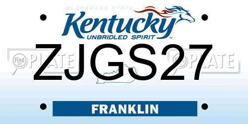 ZJGS27 Kentucky License Plate