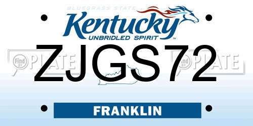 ZJGS72 Kentucky License Plate