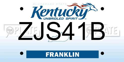 ZJS41B Kentucky License Plate