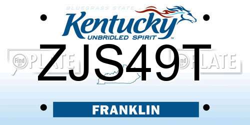 ZJS49T Kentucky License Plate