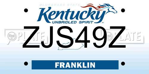 ZJS49Z Kentucky License Plate