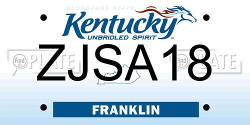ZJSA18 Kentucky License Plate