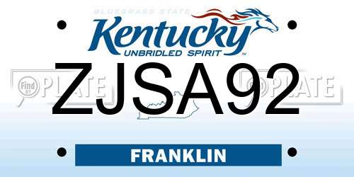 ZJSA92 Kentucky License Plate