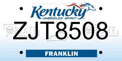 ZJT8508 Kentucky License Plate