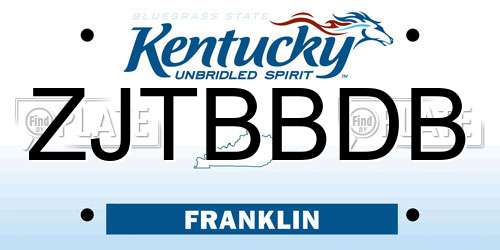 ZJTBBDB Kentucky License Plate