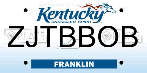 ZJTBBOB Kentucky License Plate