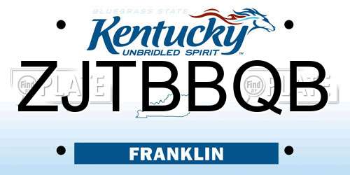 ZJTBBQB Kentucky License Plate