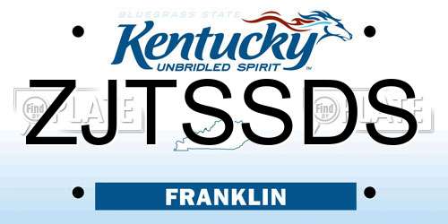 ZJTSSDS Kentucky License Plate