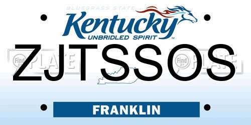 ZJTSSOS Kentucky License Plate