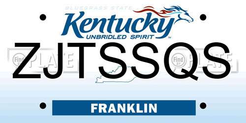 ZJTSSQS Kentucky License Plate