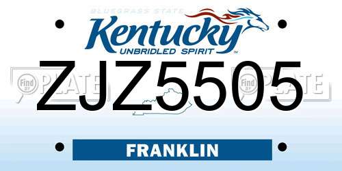 ZJZ5505 Kentucky License Plate