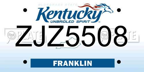 ZJZ5508 Kentucky License Plate
