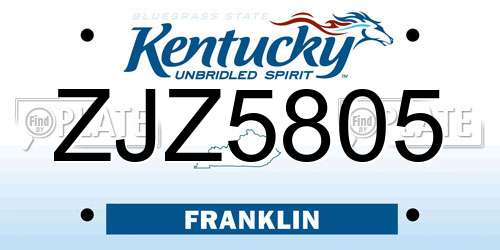 ZJZ5805 Kentucky License Plate