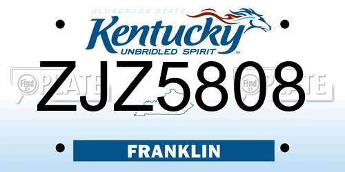 ZJZ5808 Kentucky License Plate