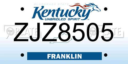 ZJZ8505 Kentucky License Plate