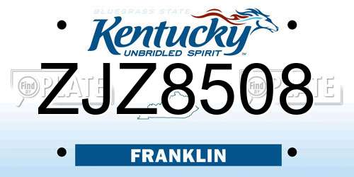 ZJZ8508 Kentucky License Plate