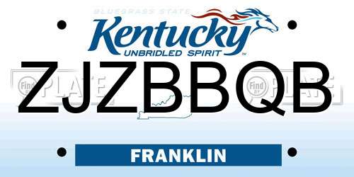 ZJZBBQB Kentucky License Plate