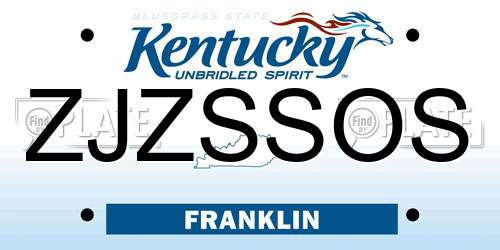ZJZSSOS Kentucky License Plate