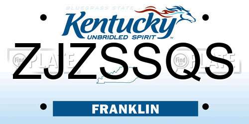 ZJZSSQS Kentucky License Plate