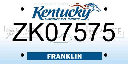 ZK07575 Kentucky License Plate