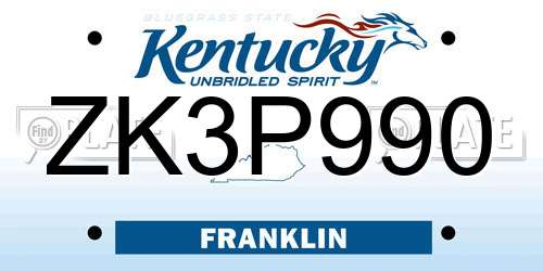 ZK3P990 Kentucky License Plate