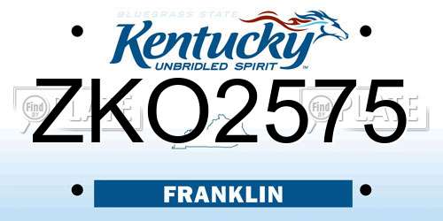 ZKO2575 Kentucky License Plate